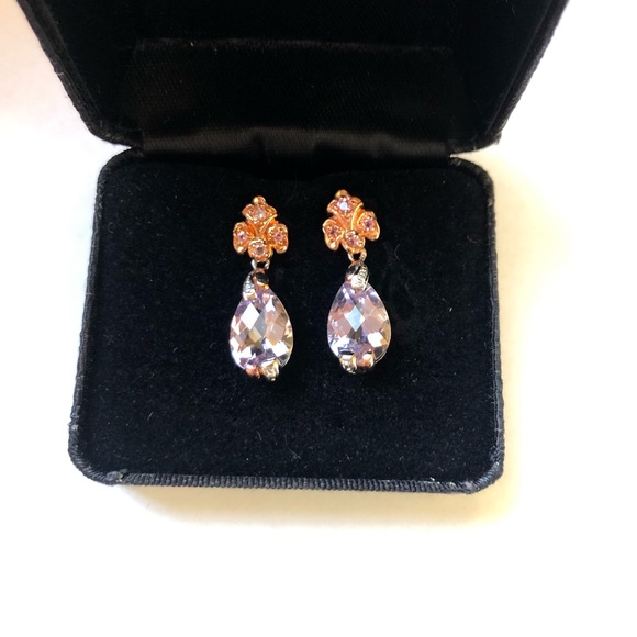 Purple Amethyst & Rose Gold Earrings - Picture 5 of 12